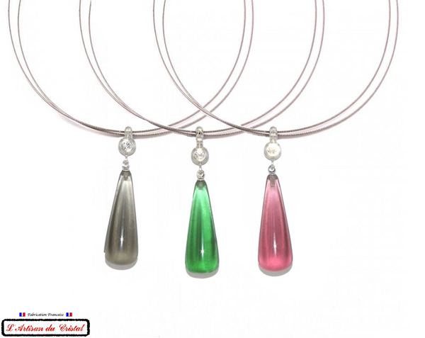 Coffret Luxe Collier Femme "Bijoux Créateur" Acier Inoxydable et Cristal Maison Klein : Larme