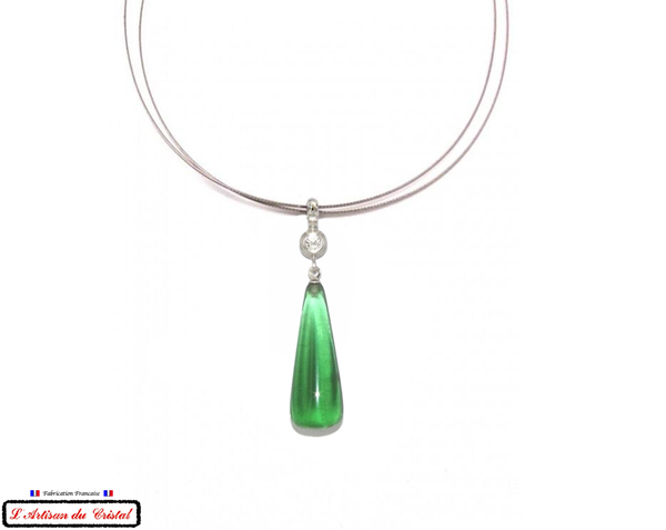 Coffret Luxe Collier Femme "Bijoux Créateur" Acier Inoxydable et Cristal Maison Klein : Larme