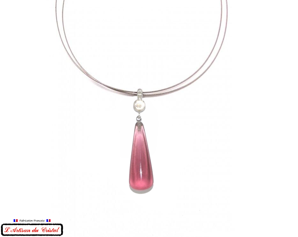 Coffret Luxe Collier Femme "Bijoux Créateur" Acier Inoxydable et Cristal Maison Klein : Larme