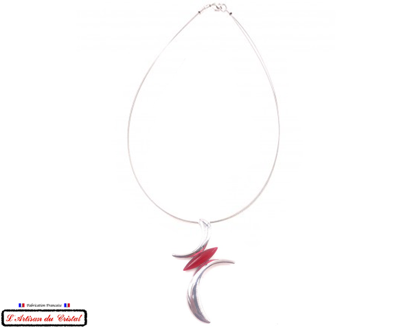 Coffret Luxe Collier Femme "Klein Créateur" Acier Inoxydable et Cristal Maison Klein  : Moonlight Rouge