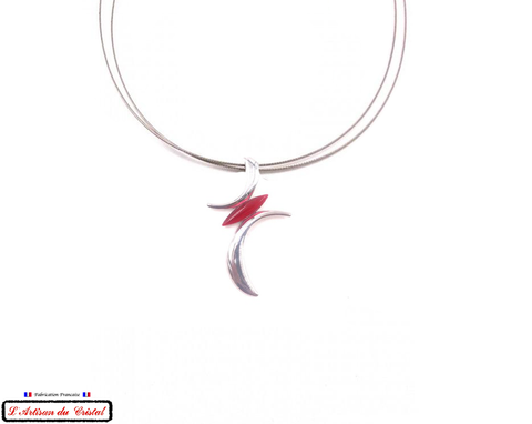 Coffret Luxe Collier Femme "Klein Créateur" Acier Inoxydable et Cristal Maison Klein  : Moonlight Rouge