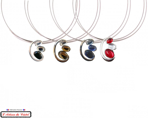 Taupe Grey Signature Necklace "Designer Jewelry" Stainless Steel &amp; Crystal Set by Maison Klein