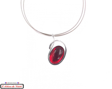 Charger l&#39;image dans la galerie, Coffret Luxe Collier Femme &quot;Bijoux Créateur&quot; Acier Inoxydable et Cristal Maison Klein : Pierre de Lune Rubis
