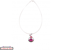 Load image into Gallery viewer, Luxury Women&#39;s Necklace Set &quot;Designer Jewelry&quot; Stainless Steel and Crystal Maison Klein : Ricochet Fuchsia