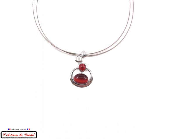 Luxury Women's Necklace Set "Designer Jewelry" Stainless Steel and Crystal Maison Klein : Ricochet Fuchsia
