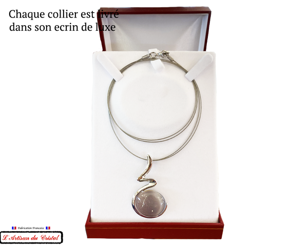 Coffret Luxe Collier Femme "Bijoux Créateur" Acier Inoxydable et Cristal Maison Klein : Signature