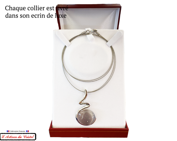 Taupe Grey Signature Necklace "Designer Jewelry" Stainless Steel &amp; Crystal Set by Maison Klein