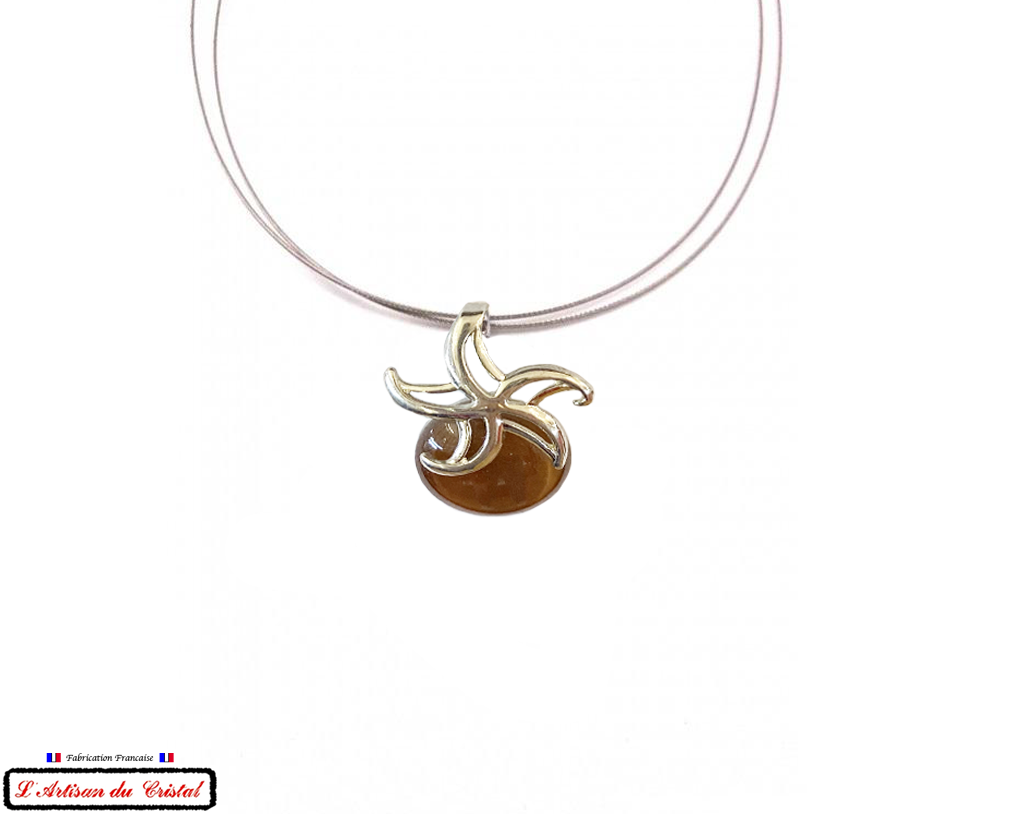 Maison Klein Stainless Steel and Crystal Necklace "Designer Jewelry" Luxury Gift Set for Women: Starfish Chocolate