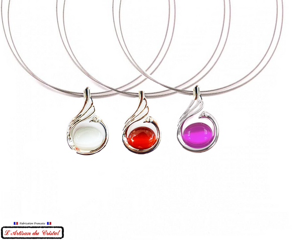 Coffret Luxe Collier Femme "Bijoux Créateur" Acier Inoxydable et Cristal Maison Klein : Swan
