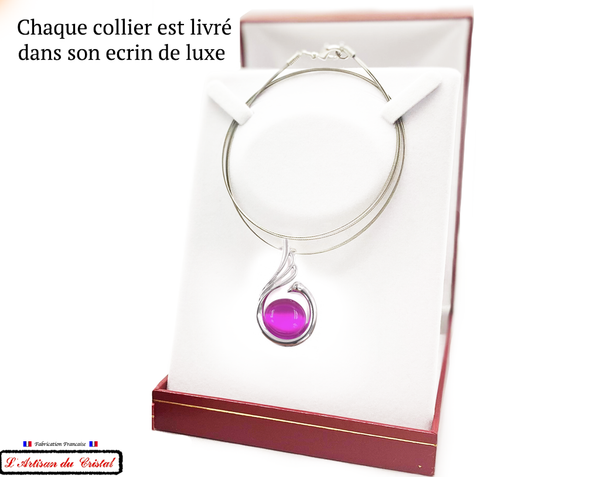 Coffret Luxe Collier Femme "Bijoux Créateur" Acier Inoxydable et Cristal Maison Klein : Swan