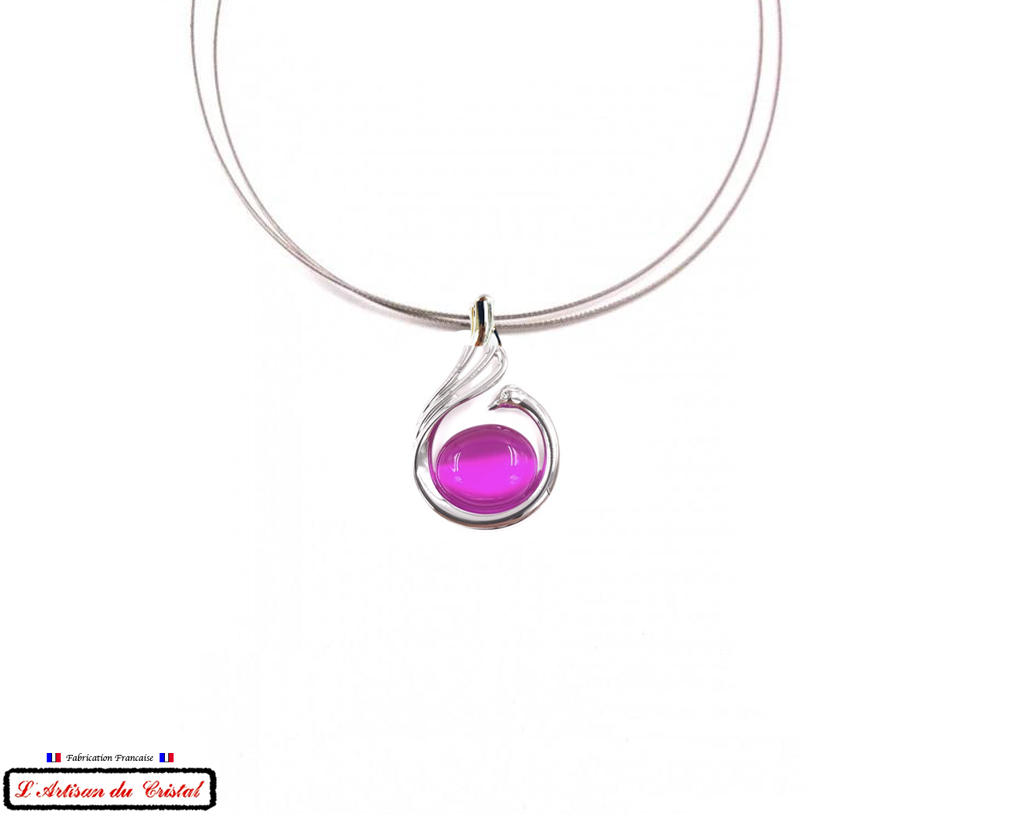 Coffret Luxe Collier Femme "Bijoux Créateur" Acier Inoxydable et Cristal Maison Klein : Swan