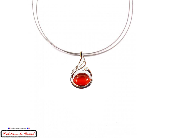 Coffret Luxe Collier Femme "Bijoux Créateur" Acier Inoxydable et Cristal Maison Klein : Swan