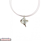 Load image into Gallery viewer, Taupe Grey Signature Necklace &quot;Designer Jewelry&quot; Stainless Steel &amp; Crystal Set by Maison Klein
