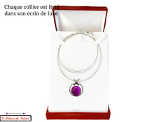 Charger l&#39;image dans la galerie, Coffret Luxe Collier Femme &quot;Klein Créateur&quot; Acier Inoxydable et Cristal Maison Klein : XOXO Violet

