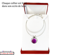 Load image into Gallery viewer, Klein Designer Stainless Steel and Crystal Necklace for Women : Red Half Heart