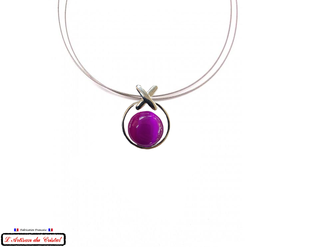 Coffret Luxe Collier Femme "Klein Créateur" Acier Inoxydable et Cristal Maison Klein : XOXO Violet