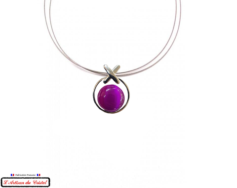 Coffret Luxe Collier Femme "Klein Créateur" Acier Inoxydable et Cristal Maison Klein : XOXO Violet
