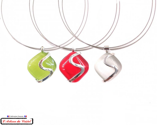 Coffret Luxe Collier Femme "Bijoux Créateur" Acier Inoxydable et Cristal Maison Klein : Super Quadra