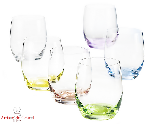 Service Color : 6 Gobelets à eau en Cristal Maison Klein 54120 Baccarat France