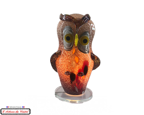 Lampe Chouette Tacheté en Cristal Marron modèle "Nana"