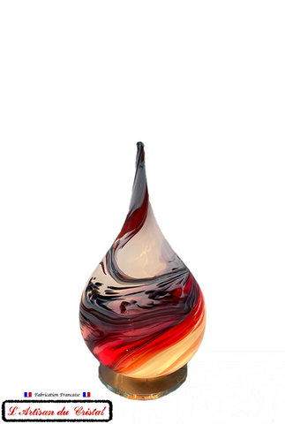 Lampe Flamme PM en Cristal KLEIN modèle RED Power tachetée, allumée
