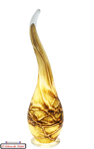 Lampe Flamme en Cristal New Design"Marble Brown" Maison Klein 54120 Baccarat France