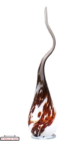 Lampe Géante Polychrome en Cristal Flamme Couleur Marron avec Incrustation de Feuille d'Argent Maison Klein 54120 Baccarat France