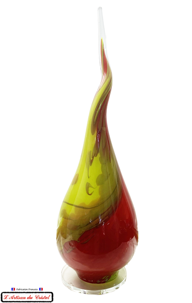 Lampe rouge et jaune en cristal maison klein