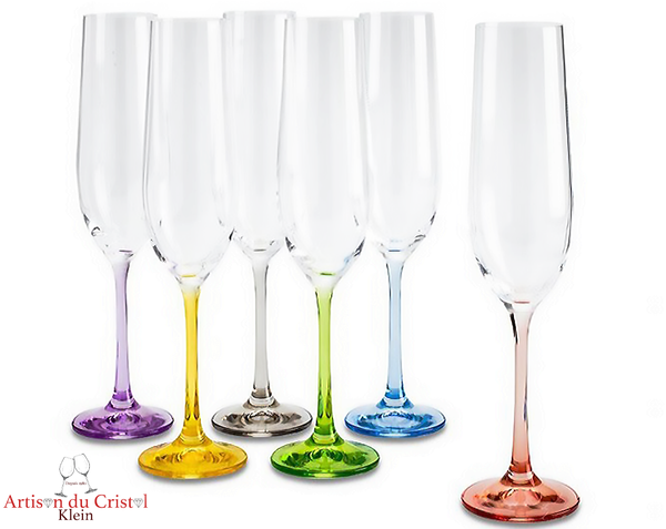 Service Color : 6 Flûtes à Champagne en Cristal Maison Klein 54120 Baccarat France