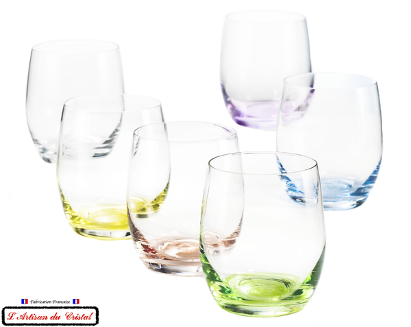 Service Color : 6 Crystal Water Goblets Maison Klein 54120 Baccarat France