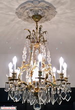 Load image into Gallery viewer, Bronze and Crystal Chandelier Special Negresco Collection : 9 lights Maison Klein 54120 Baccarat France
