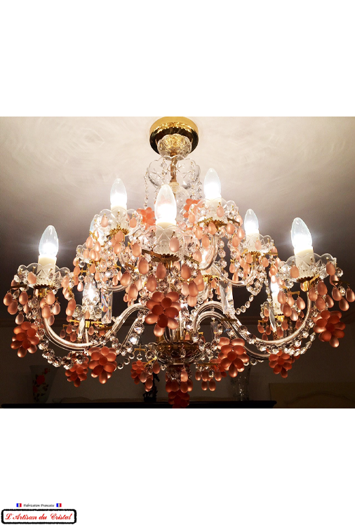 Romantico Rose Crystal Chandelier : 12 lights Maison Klein 54120 Baccarat France