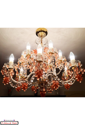 Romantico Rose Crystal Chandelier : 12 lights Maison Klein 54120 Baccarat France