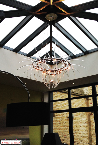 Lustre Moderne en Cristal Design Paradis: 16 lumières Maison Klein 54120 Baccarat France