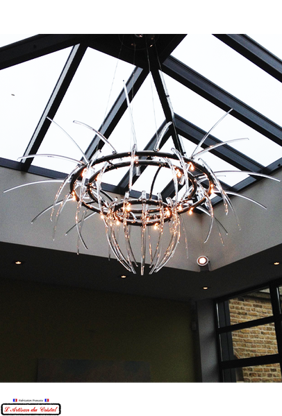 Lustre Moderne en Cristal Design Paradis: 16 lumières Maison Klein 54120 Baccarat France