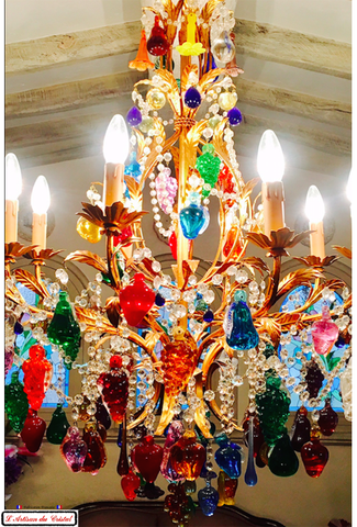 Crystal Fruit Chandelier : 8 lights Maison Klein 54120 Baccarat France