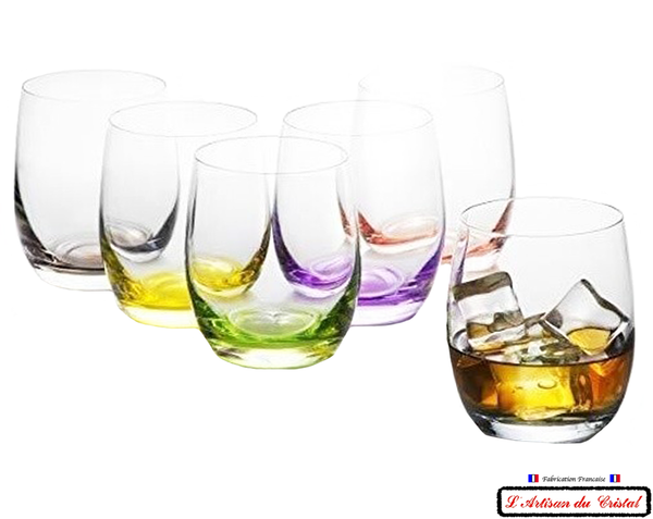 Service Color : 6 Gobelets à eau en Cristal Maison Klein 54120 Baccarat France