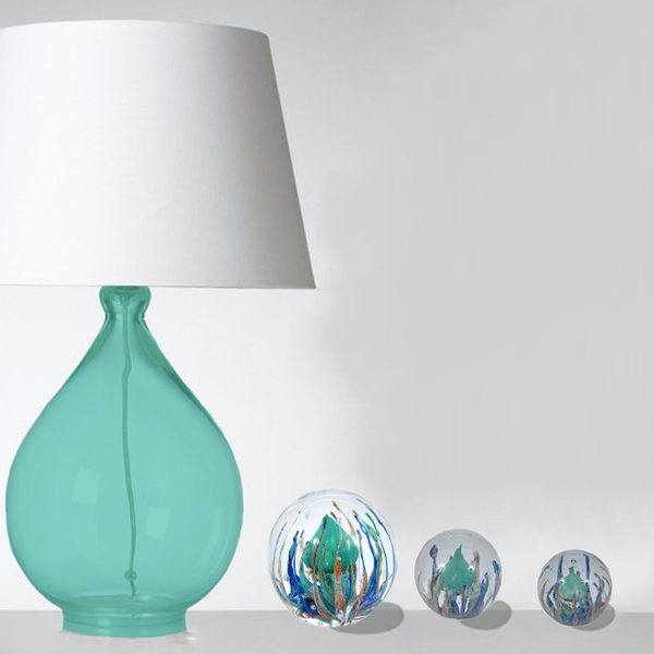 Sulfure Presse Papier en Cristal : Le Poulpe Turquoise