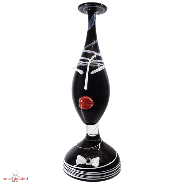 Sculpture Vase 45/50 cm Visage Femme & Homme Blanc & Noir en Cristal Klein