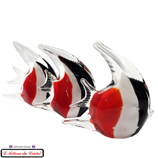 Sculpture Collection Animals "Scalaire Rouge Noir Blanc" Cristal Maison Klein 54120 Baccarat France