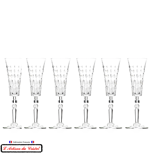 6 Flûte à champagne élégante, décor mimosa
