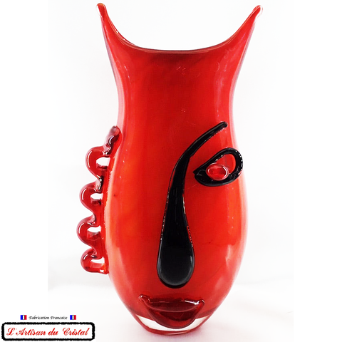 Vase Cristal Visage Rouge Cristal Maison Klein 54120 Baccarat France