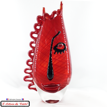 Charger l&#39;image dans la galerie, Vase Collection Visage Red &amp; Black en Cristal Maison Klein 54120 Baccarat France
