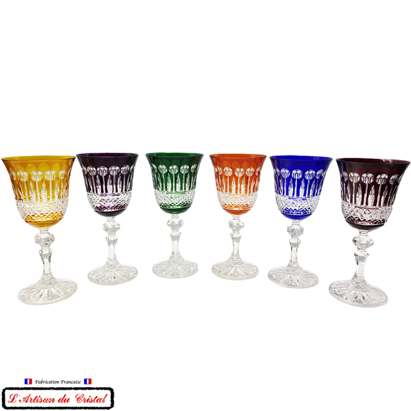 Service Roemer Diamant 6 Couleurs Assorties : 6 Verres à Vin (17 cl) Maison Klein 54120 Baccarat France