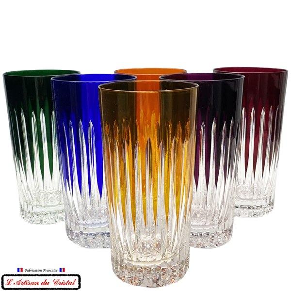 Service Roemer Concorde 6 Couleurs Assorties : 6 Verres Long Drink à Apéritif et à Eau (35 cl) Maison Klein 54120 Baccarat France