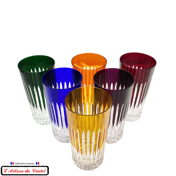 Service Roemer Concorde 6 Couleurs Assorties : 6 Verres Long Drink à Apéritif et à Eau (35 cl) Maison Klein 54120 Baccarat France