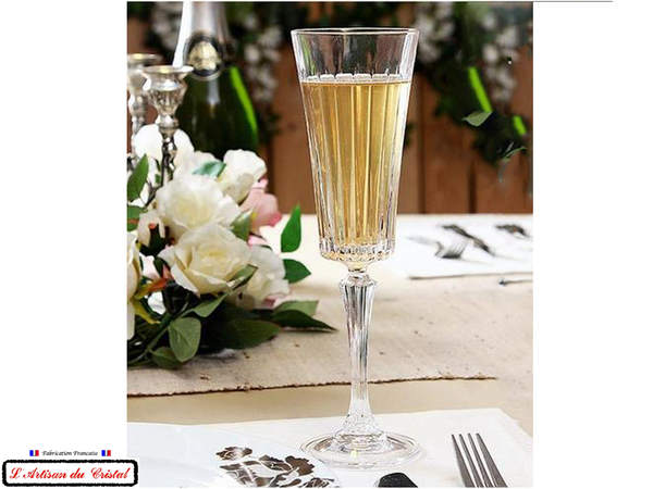 Service Concorde : 6 Flûtes à Champagne en Cristal (21 cl) Maison Klein 54120 Baccarat France