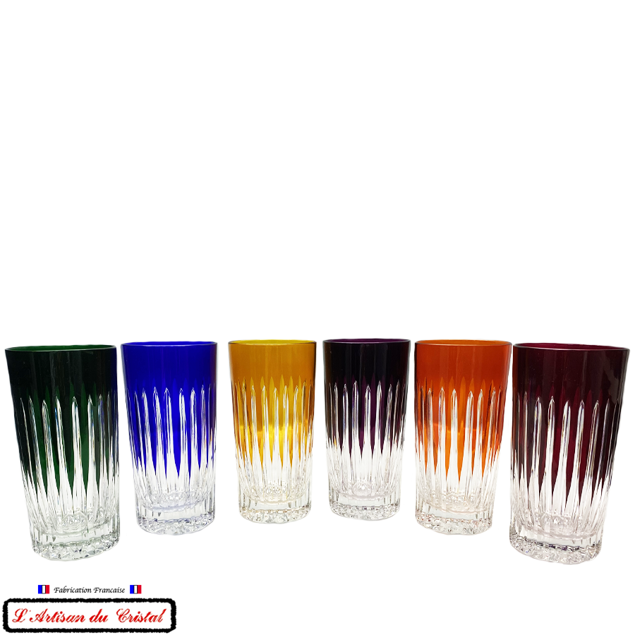 Service Roemer Concorde 6 Couleurs Assorties : 6 Verres Long Drink à Apéritif et à Eau (35 cl) Maison Klein 54120 Baccarat France