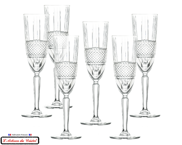 Diamond Service : Crystal Champagne Flutes Maison Klein 54120 Baccarat France