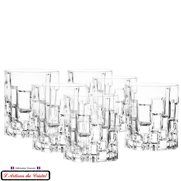 6 verres Service à whisky décor moderne, forme géométrique